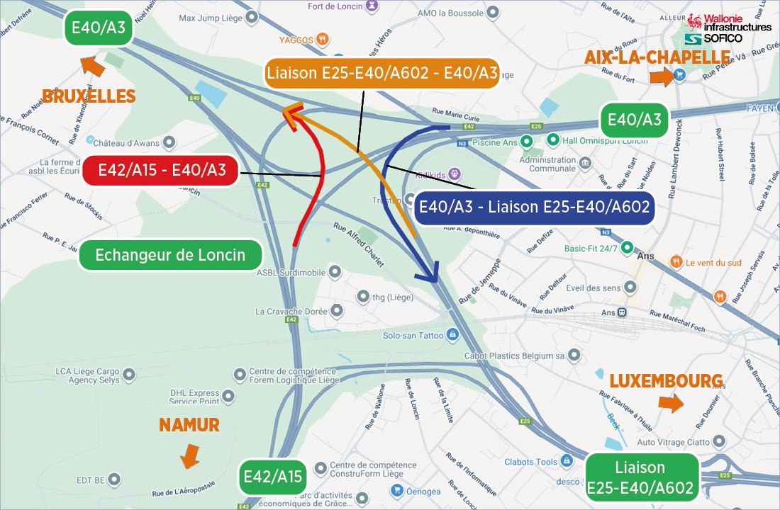 Chantier à l'échangeur de Loncin