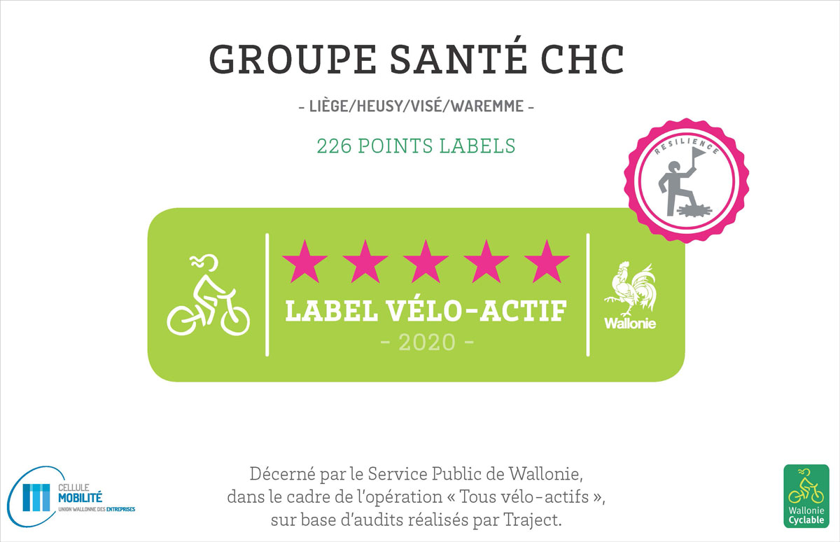Label vélo-actif: le Groupe santé CHC reçu 5 sur 5 !