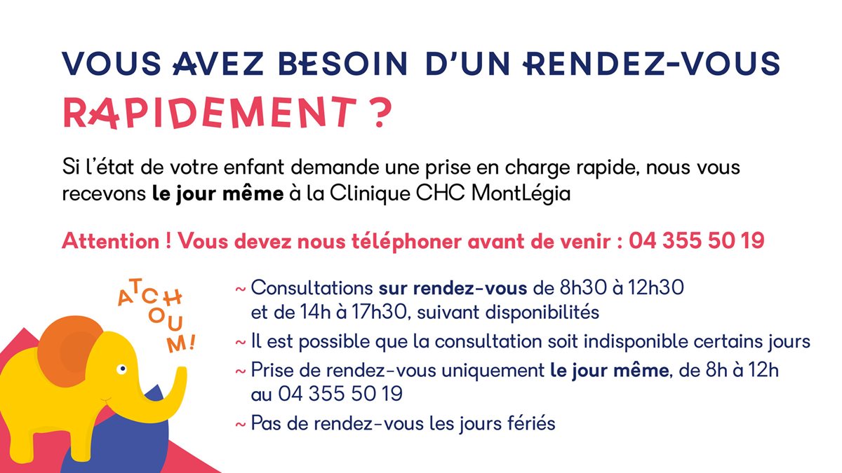 Consultations de pédiatrie le jour même à MontLégia (sur RDV)